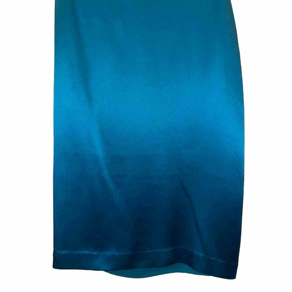 BADGLEY MISCHKA dress silk formal one shoulder SC0096 Grecian mini teal green 2 - Picture 7 of 13